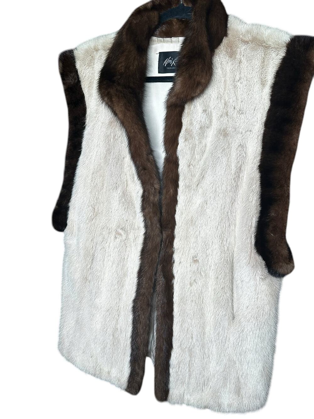 Vintage Morris Kaye & Sons Furriers Genuine blonde & brown Mink Fur Vest glamour